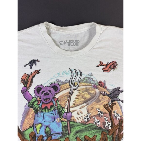 Rare Grateful Dead Liquid Blue Highgate Bear Farm Band Tee Tour Promo Large Art - Picture 3 of 10